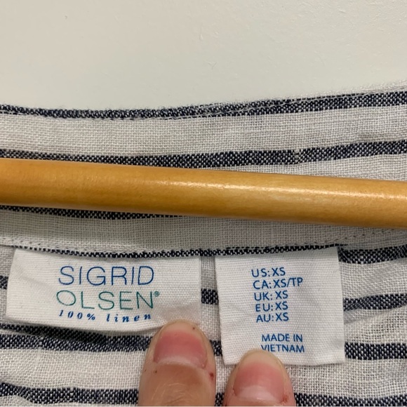 Sigrid Olsen Linen Striped Blouse - Picture 2 of 4